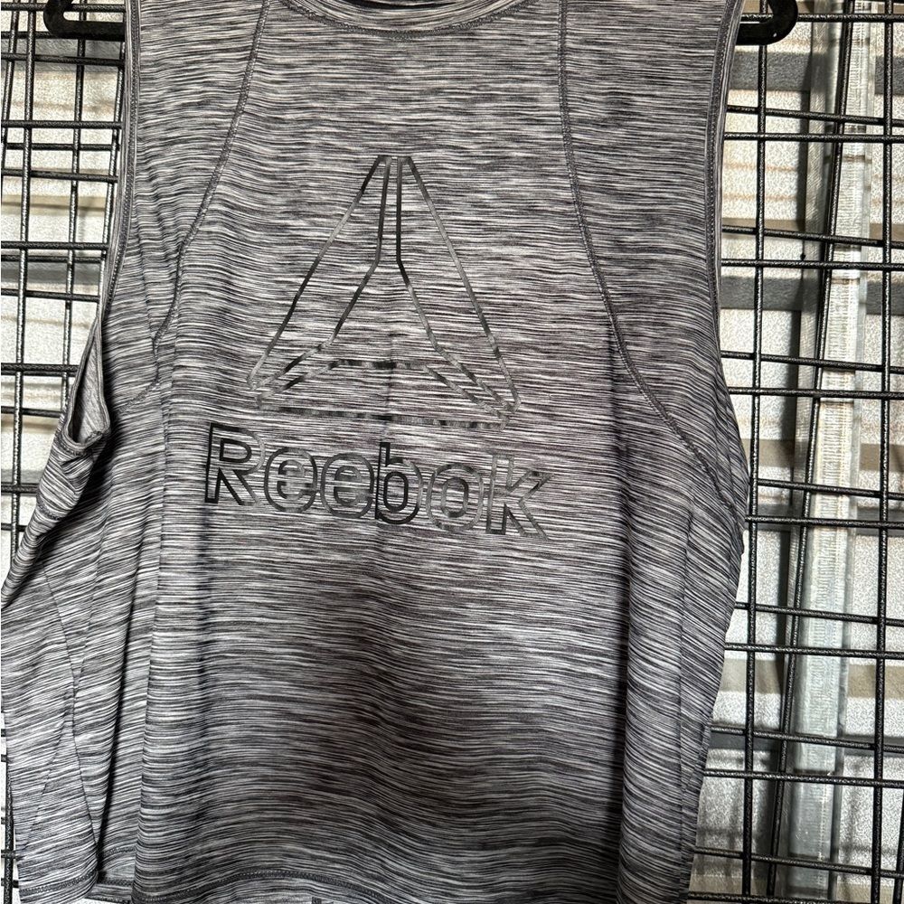 Reebok Heathered Grey Athletic Tank Logo xl open back extra large A6